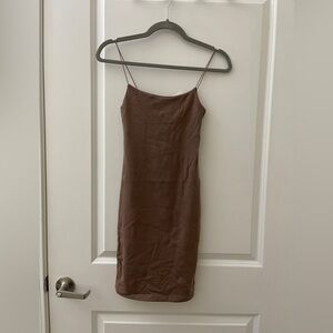 Zara Elegant Brown Spaghetti Strap Dress